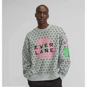 Everlane NWT Crewneck Sweatshirt Gray M ReTrack AKA Sorority Pink Green Rare